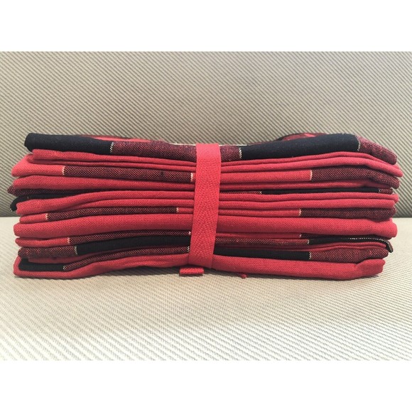Ridgefield Home RED Black PLAID HOLIDAY Christmas NAPKINS ~ Set Of 12 New - Picture 4 of 6